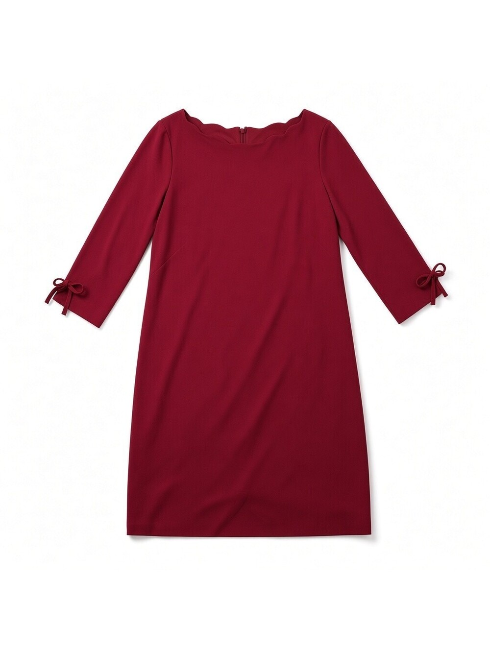 Talbots Fuchxia Color Wool Scallop Neck Bow Sleeve Pencil Dress Size 12